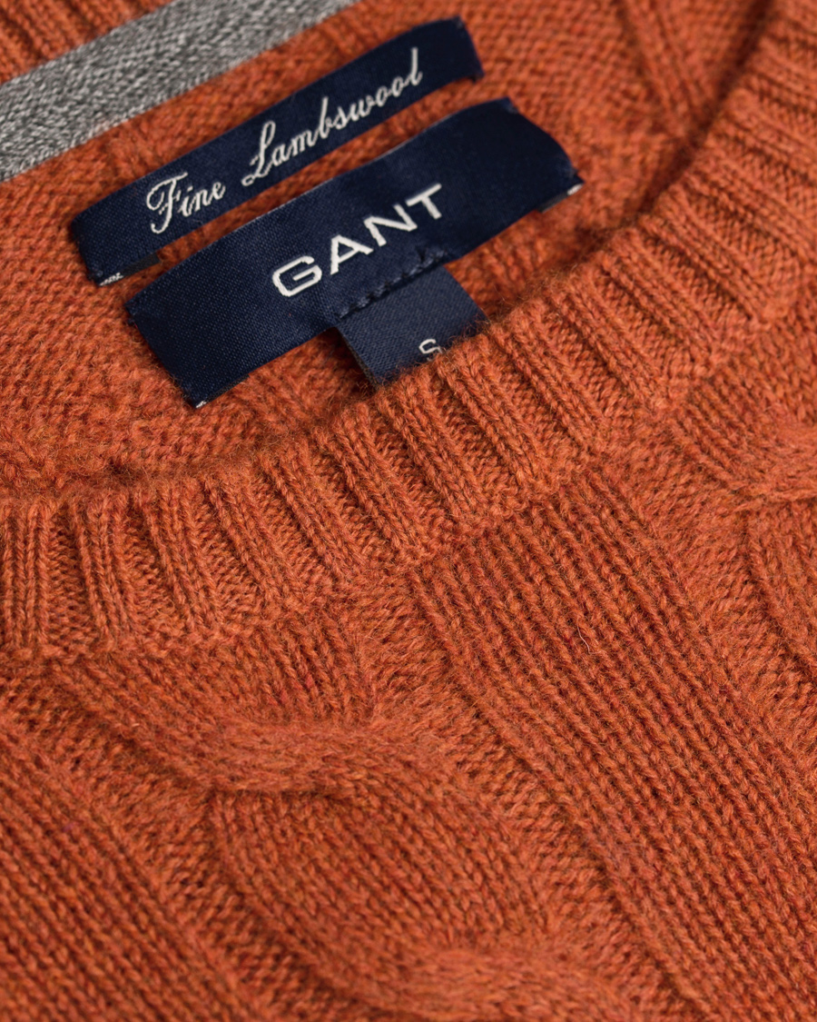 Herre | Gensere | GANT | Lambswool Cable Crew Rust Melange