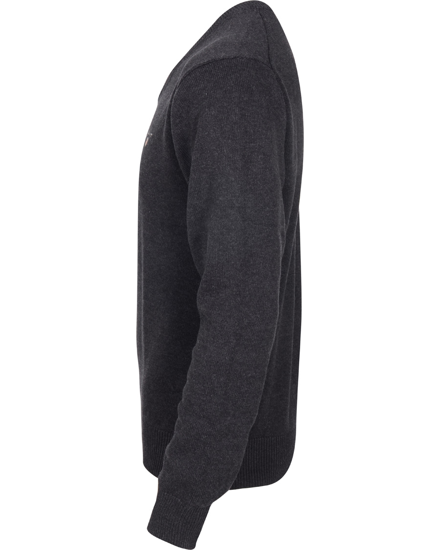 Herre | Gensere | GANT | Solid Cotton V-neck Dark Charcoal Melange