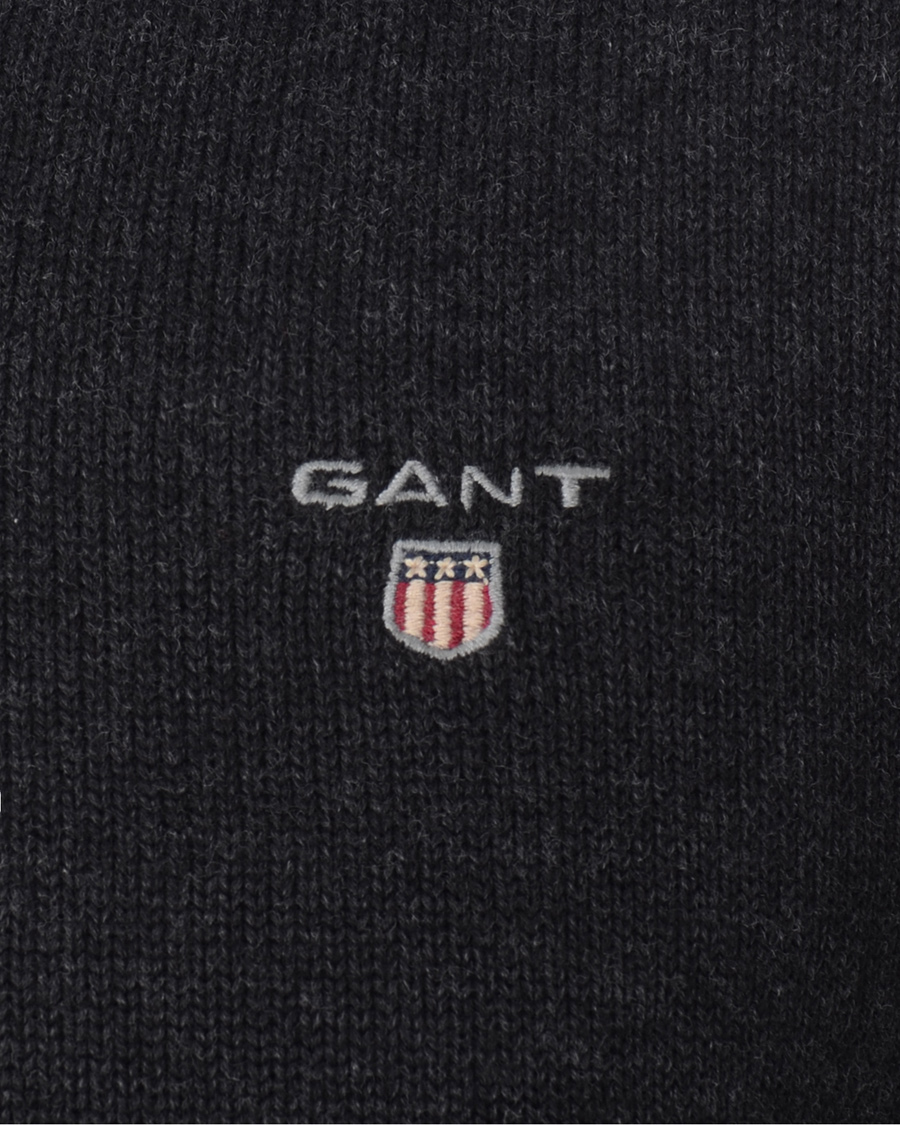 Herre | Gensere | GANT | Solid Cotton V-neck Dark Charcoal Melange