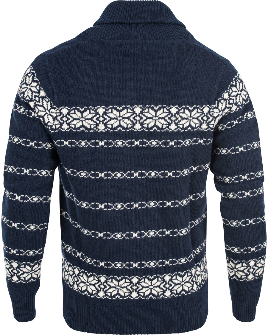 Herre | Gensere | GANT | Christmas Snowflake Wool Shawl Evening Blue