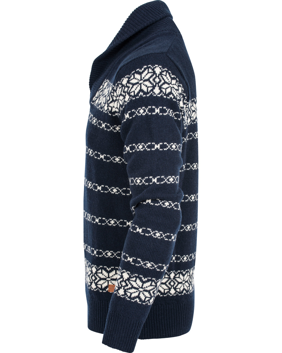 Herre | Gensere | GANT | Christmas Snowflake Wool Shawl Evening Blue
