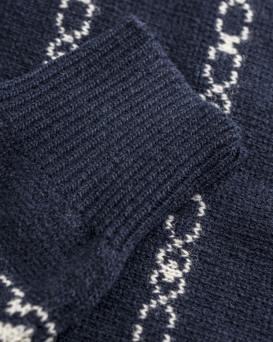 Herre | Gensere | GANT | Christmas Snowflake Wool Shawl Evening Blue