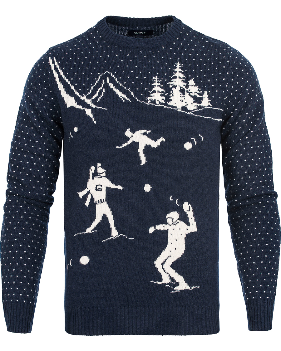 Herre | Gensere | GANT | Snowball Lambswool Crew Evening Blue