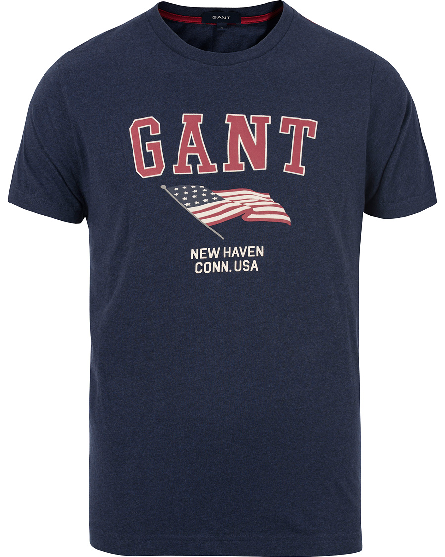 GANT Retro Flag T-shirt Deep Indigo Melange hos CareOfCarl.no