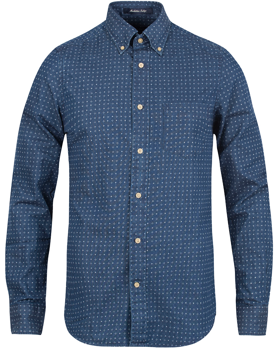 Herre | Skjorter | GANT | Manhattan Indigo Fitted Body Shirt Indigo