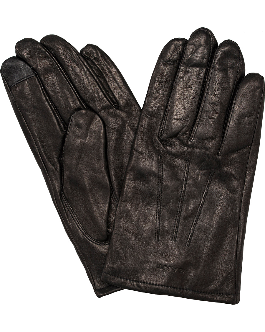 Herre | GANT Touch Screen Leather Gloves Black | GANT | Touch Screen Leather Gloves Black