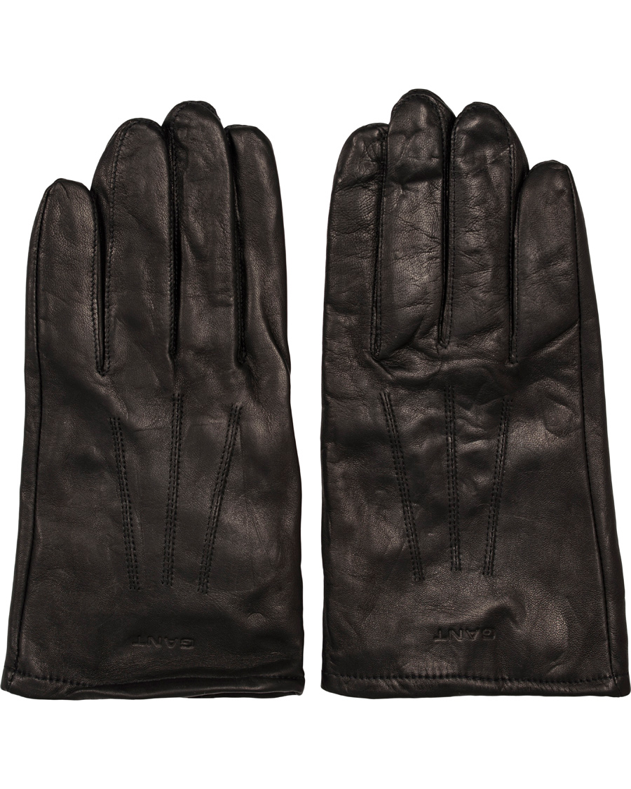 Herre | GANT Touch Screen Leather Gloves Black | GANT | Touch Screen Leather Gloves Black