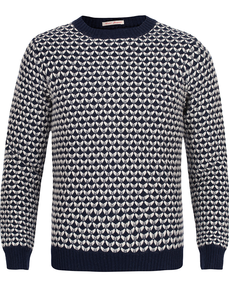 Herre | Gensere | GANT Rugger | The Winter Jacquard Sweater Evening Blue