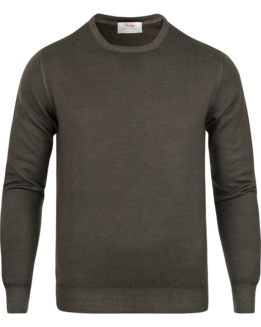 Herre | Gensere | Gran Sasso | Merino Vintage Fashion Fit Pullover Moss Green