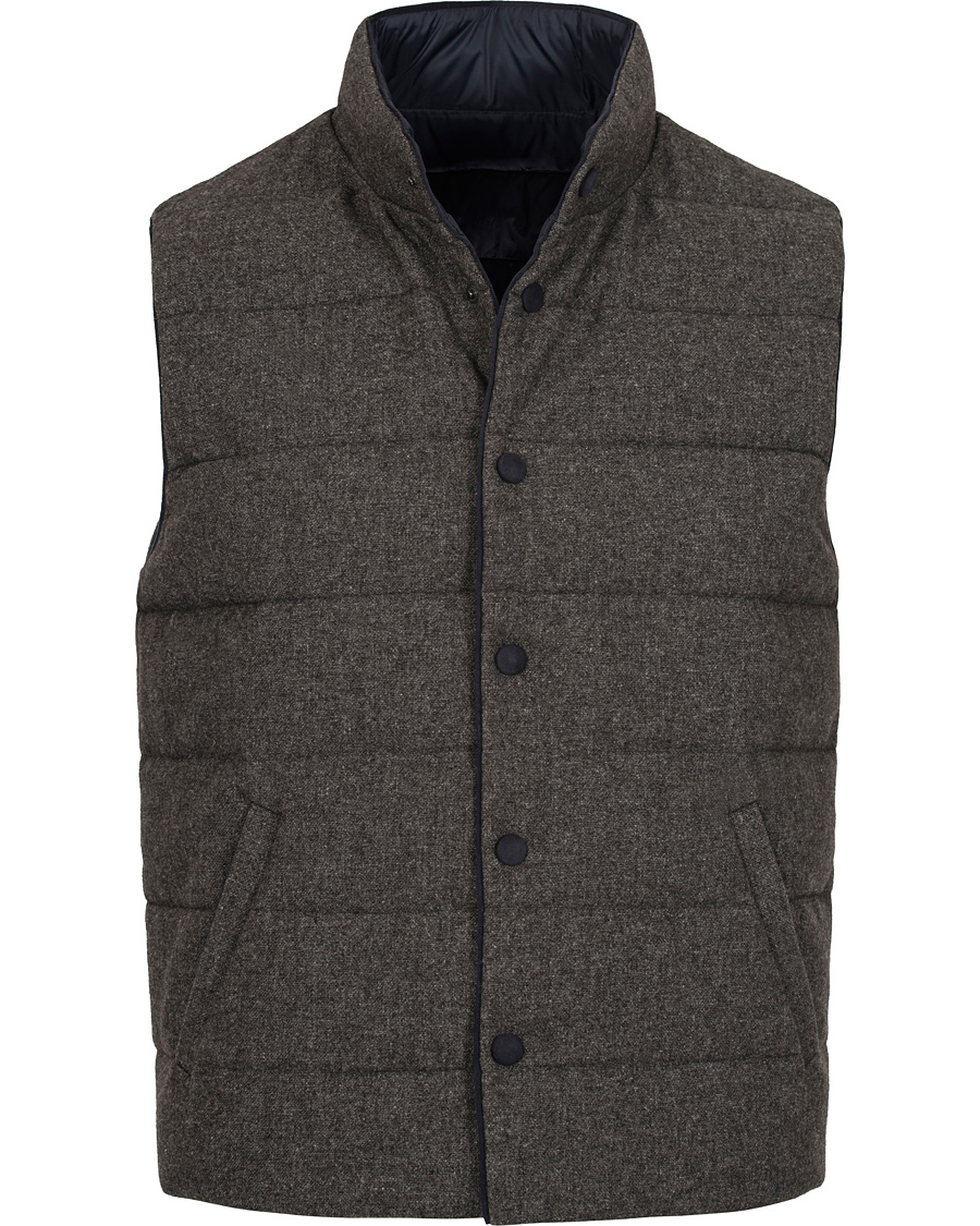 Herre | Jakker | Gran Sasso | Brushed Wool Reversible Vest Grey