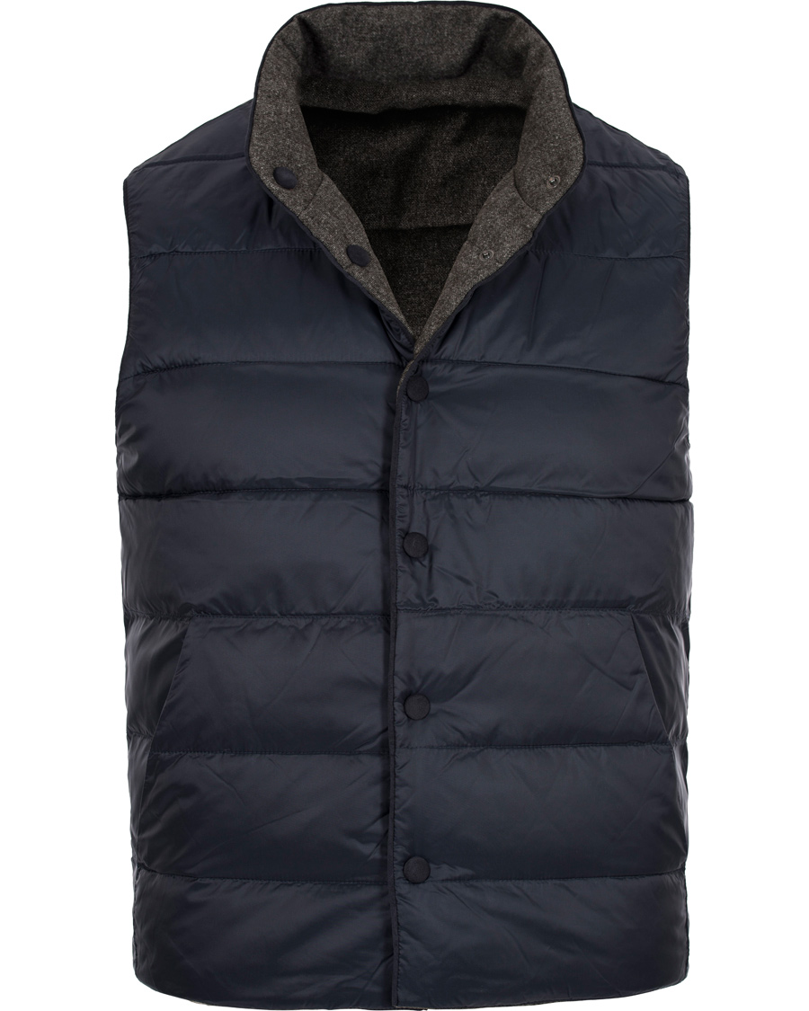 Herre | Jakker | Gran Sasso | Brushed Wool Reversible Vest Grey