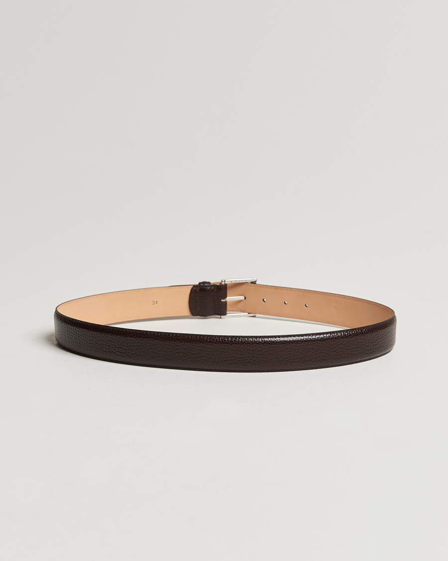 Herre | Umønstrede belter | Crockett & Jones | Belt 3,5 cm Dark Brown Grained Calf