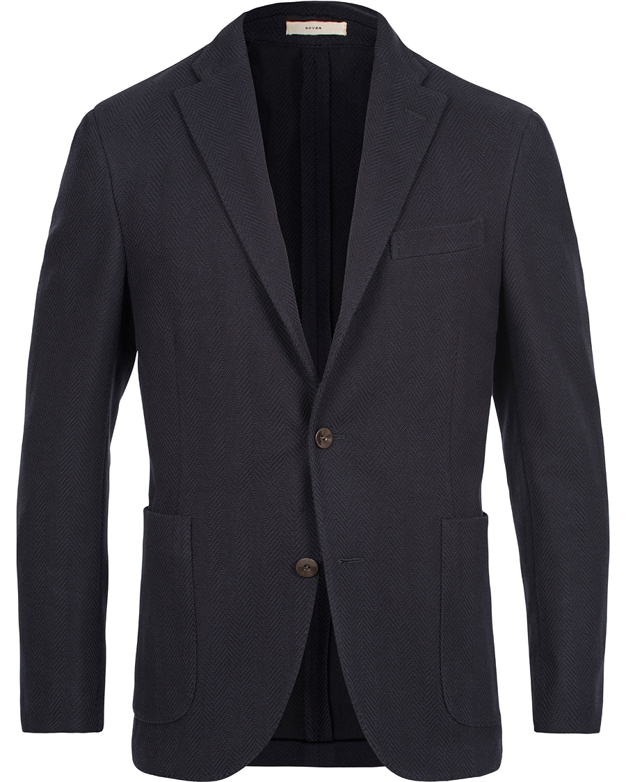 Herre | Dressjakker | Boglioli | Dover Patch Pocket Herringbone Blazer Navy
