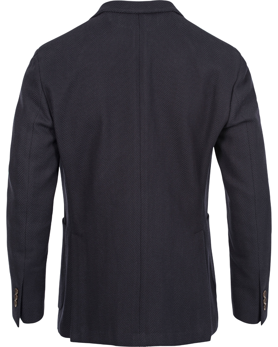 Herre | Dressjakker | Boglioli | Dover Patch Pocket Herringbone Blazer Navy