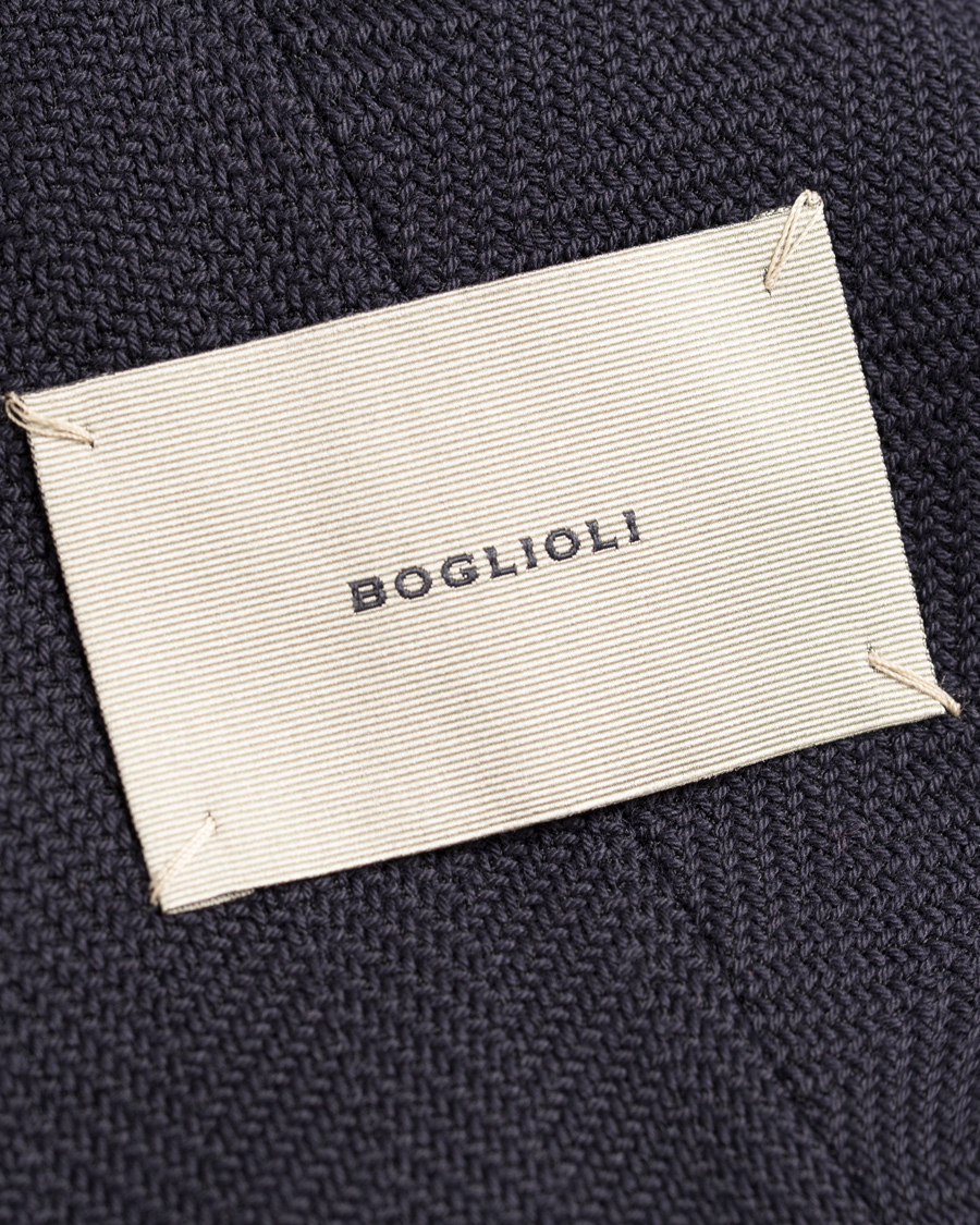Herre | Dressjakker | Boglioli | Dover Patch Pocket Herringbone Blazer Navy