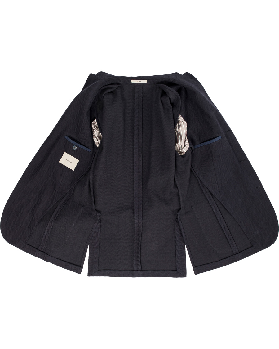 Herre | Dressjakker | Boglioli | Dover Patch Pocket Herringbone Blazer Navy