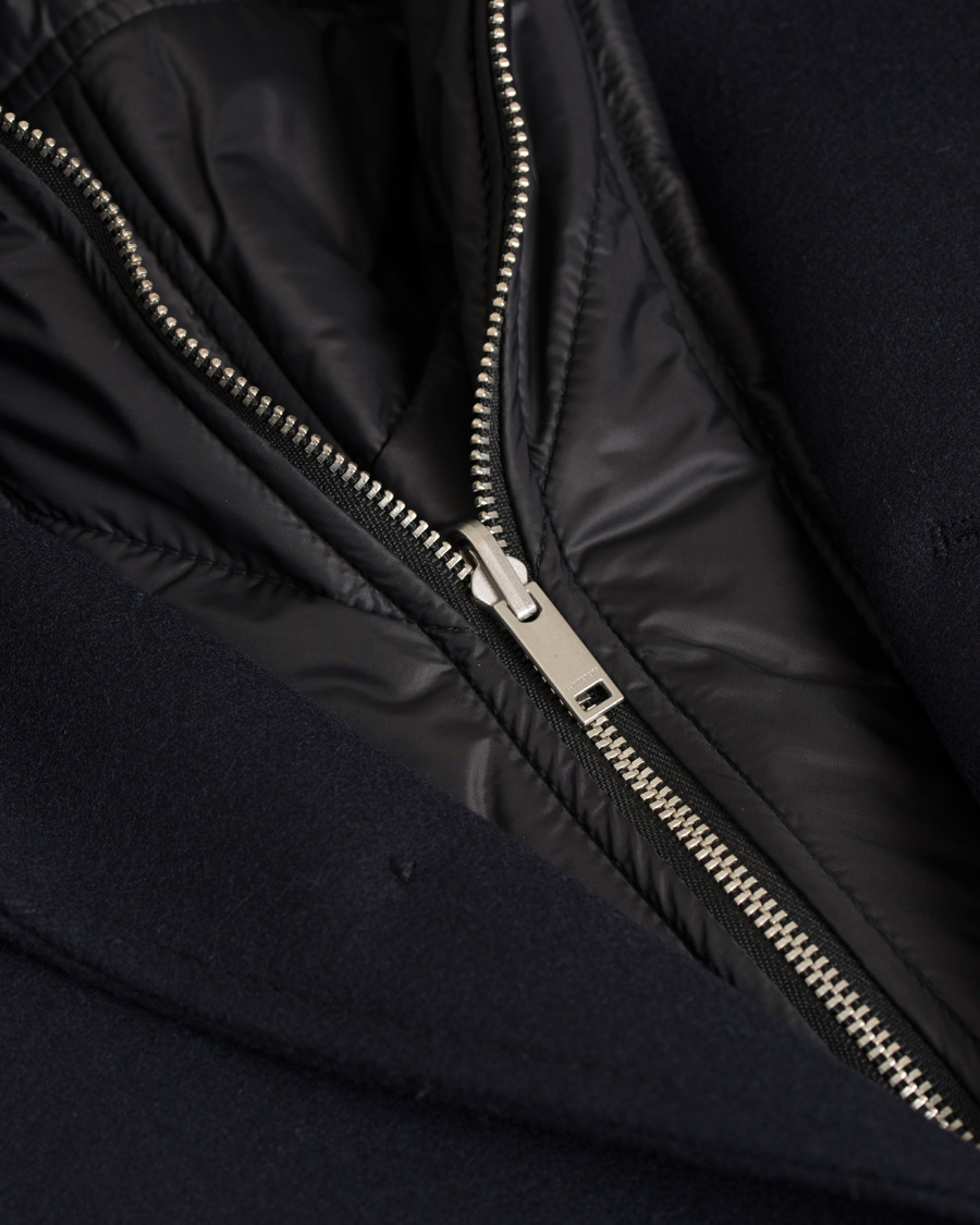 Herre | Jakker | J.Lindeberg | Gavin 56 Stand Up Collar Melton Coat Dark Navy