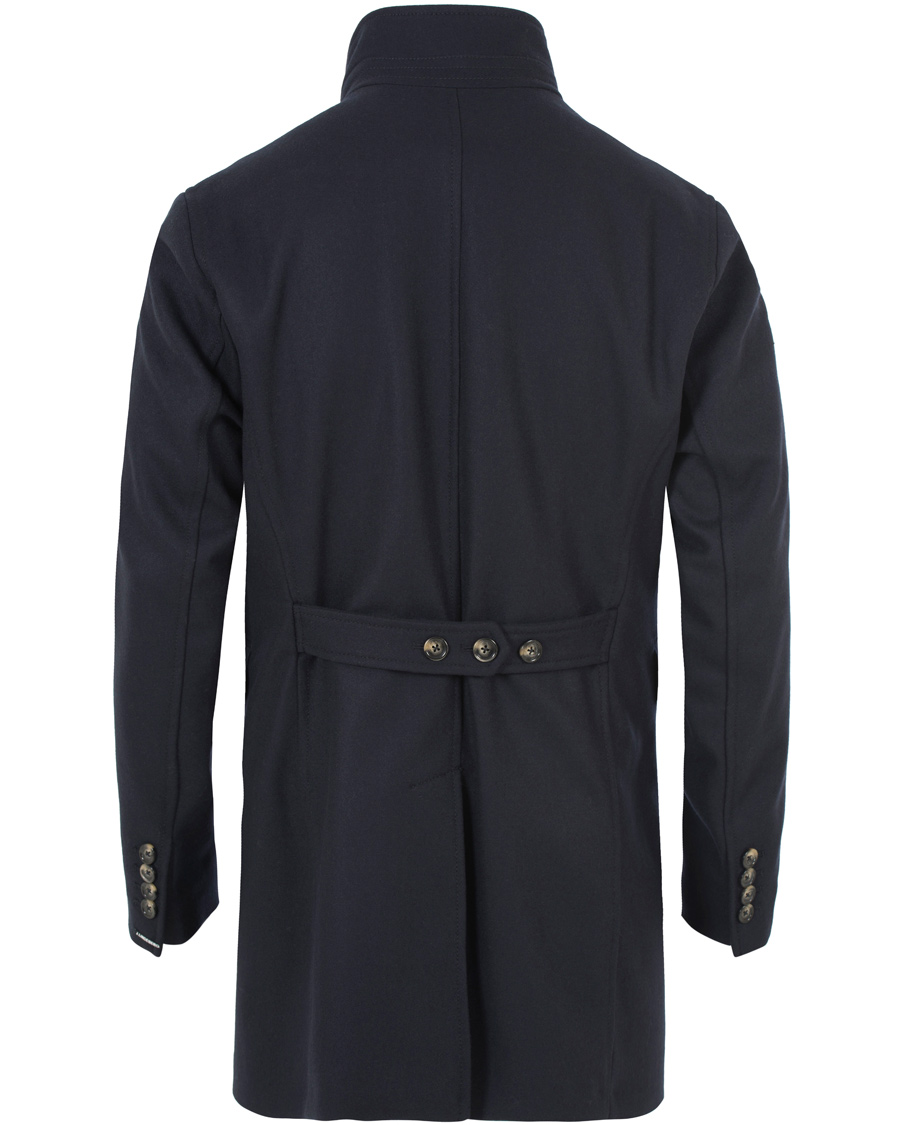 Herre | Jakker | J.Lindeberg | Gavin 56 Stand Up Collar Melton Coat Dark Navy