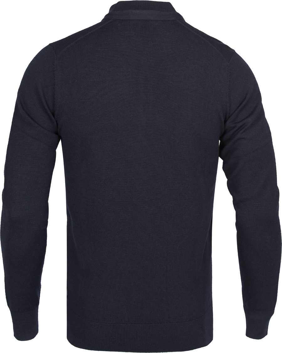 Herre | Gensere | J.Lindeberg | Henri Merino Button Pullover Dark Navy