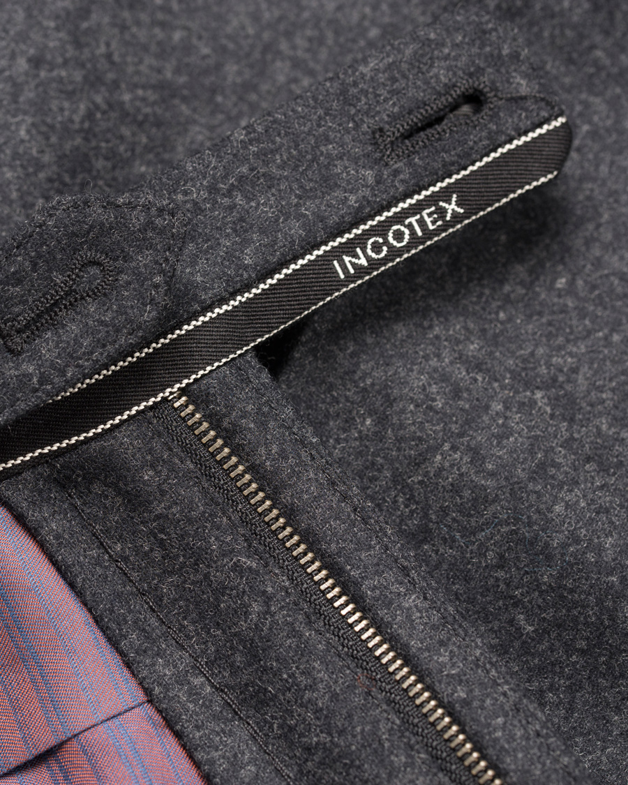 Herre | Bukser | Incotex | Super 100's Flannel Trousers Dark Grey