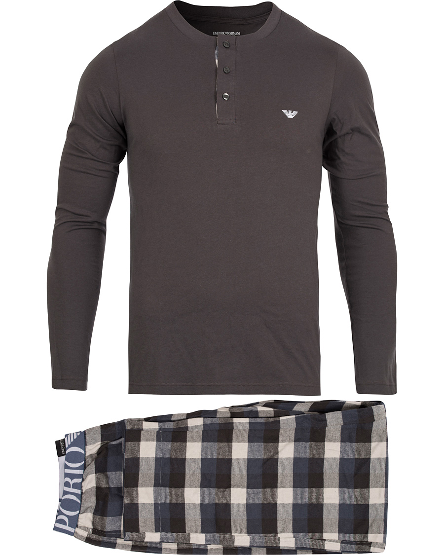 Herre | Undertøy | Emporio Armani | Flannel Pyjama Set Asphalt Grey/Check