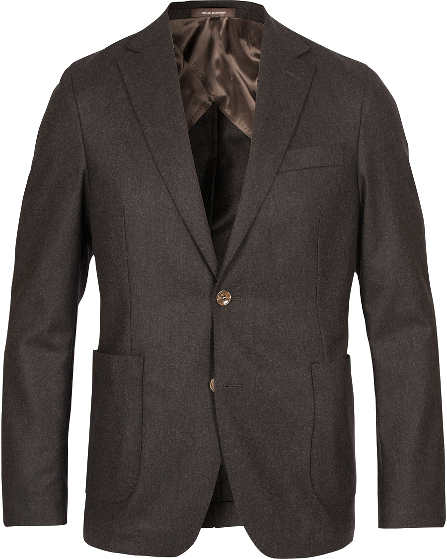 Herre | Dressjakker | Oscar Jacobson | Einar Flannel Blazer Dark Brown 46