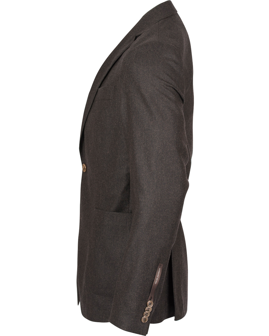 Herre | Dressjakker | Oscar Jacobson | Einar Flannel Blazer Dark Brown 46