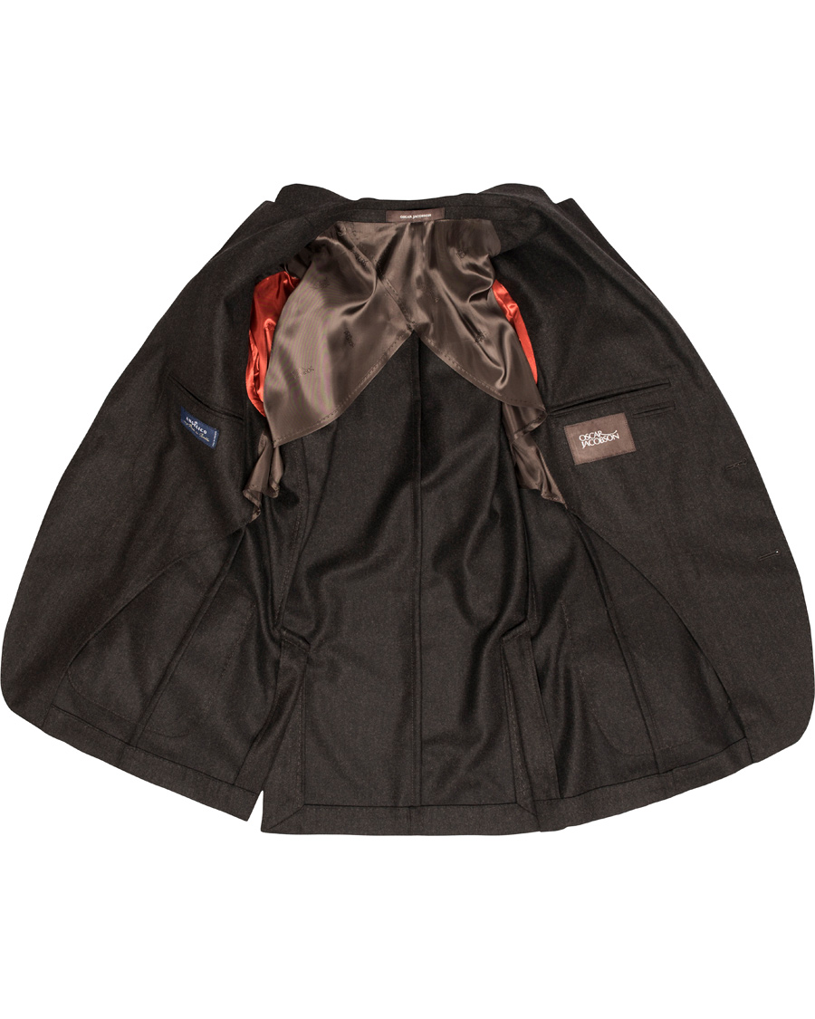 Herre | Dressjakker | Oscar Jacobson | Einar Flannel Blazer Dark Brown 46