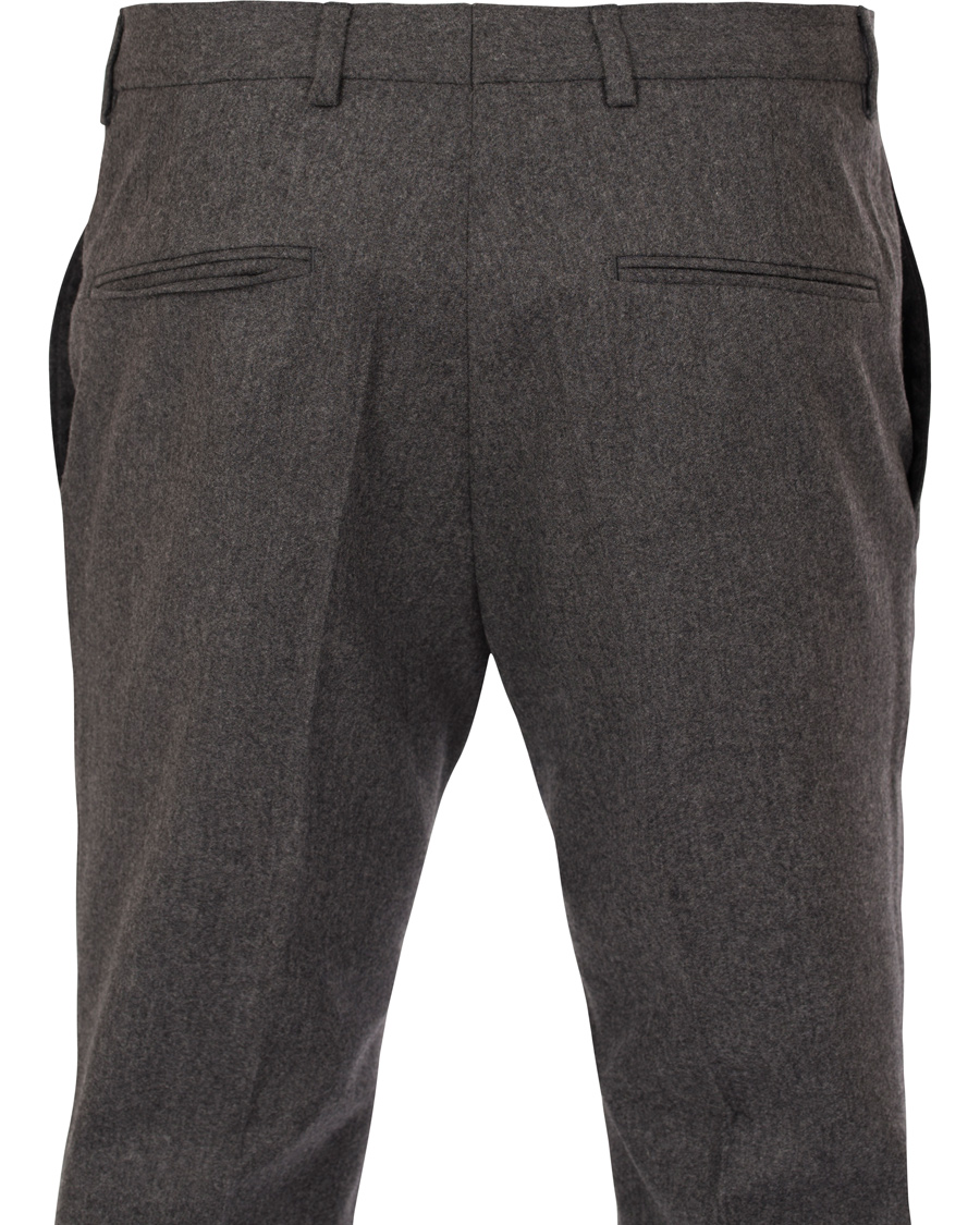 Herre | Bukser | Oscar Jacobson | Dean Turn Up Flanel Trousers Dark Grey