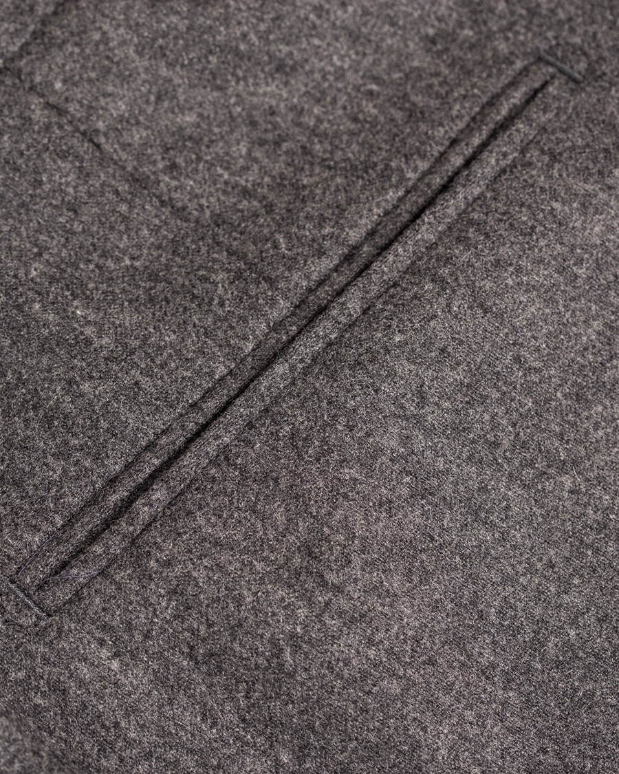 Herre | Bukser | Oscar Jacobson | Dean Turn Up Flanel Trousers Dark Grey