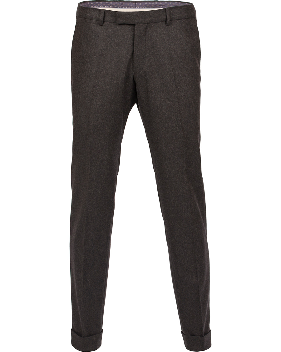Herre | Bukser | Oscar Jacobson | Dean Turn Up Flanel Trousers Dark Brown 52