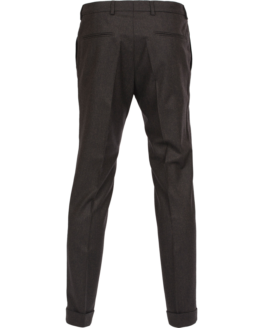 Herre | Bukser | Oscar Jacobson | Dean Turn Up Flanel Trousers Dark Brown 52