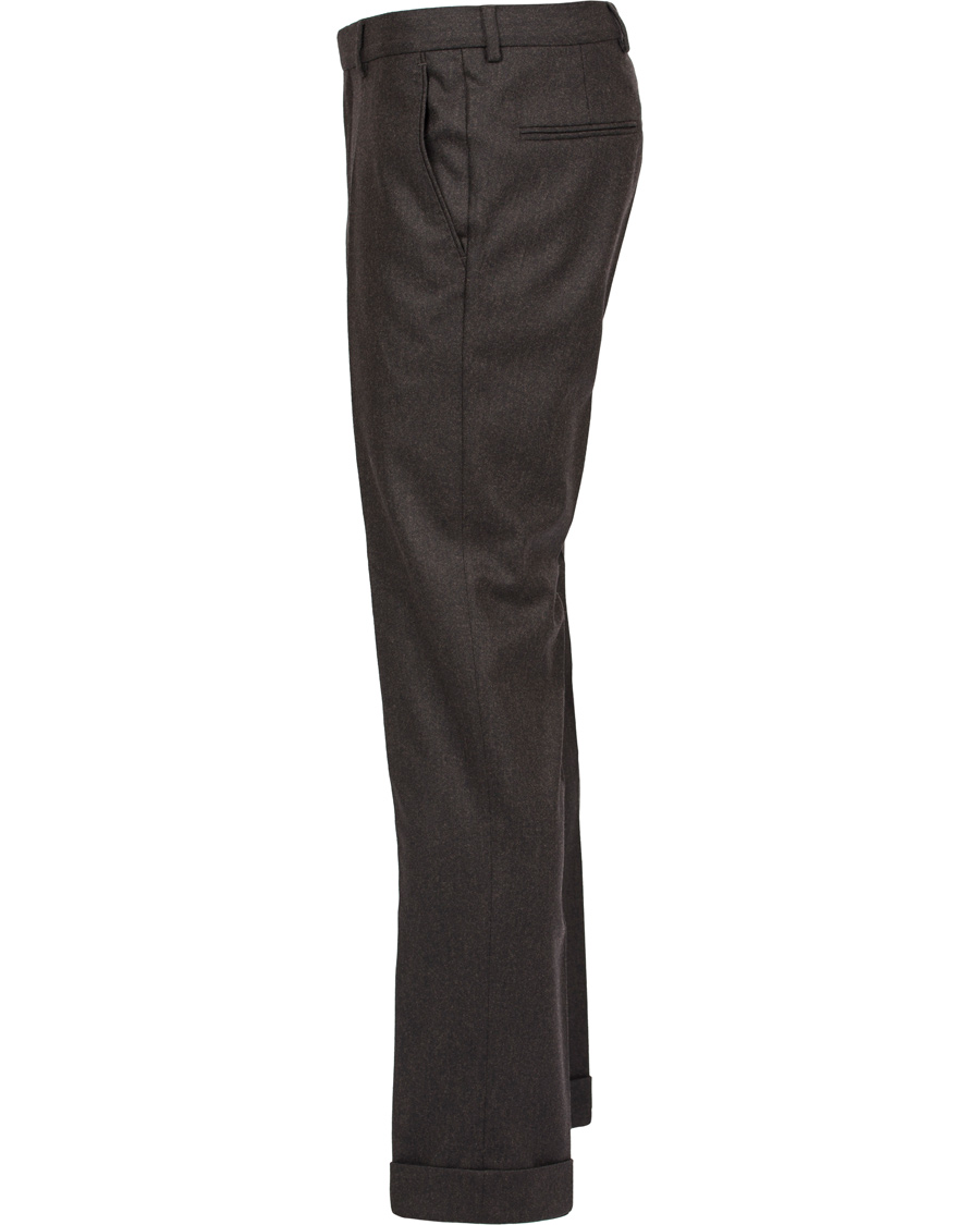 Herre | Bukser | Oscar Jacobson | Dean Turn Up Flanel Trousers Dark Brown 52