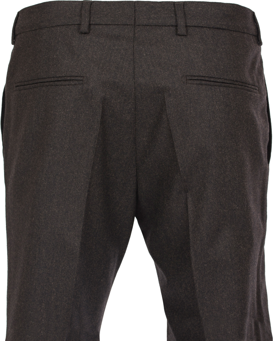 Herre | Bukser | Oscar Jacobson | Dean Turn Up Flanel Trousers Dark Brown 52