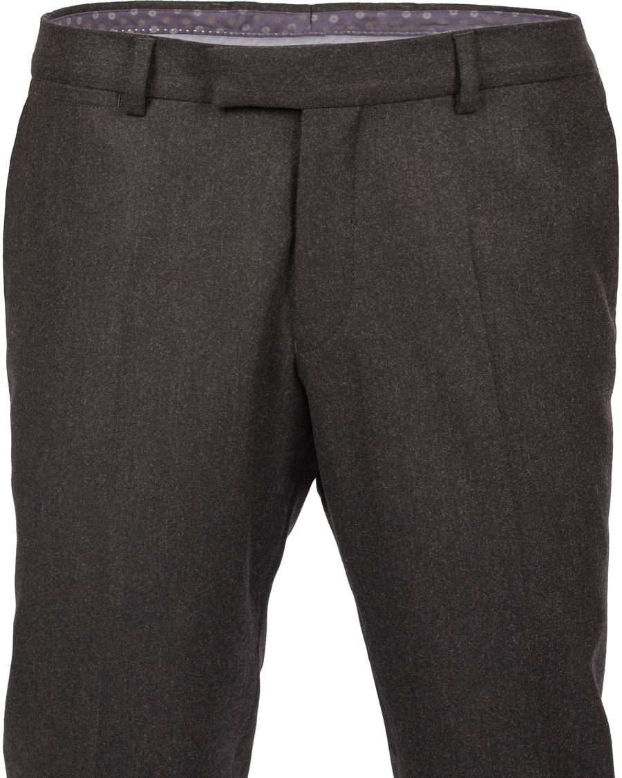 Herre | Bukser | Oscar Jacobson | Dean Turn Up Flanel Trousers Dark Brown 52