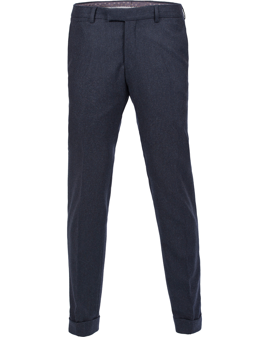 Herre | Bukser | Oscar Jacobson | Dean Turn Up Flanel Trousers Ink Blue 50