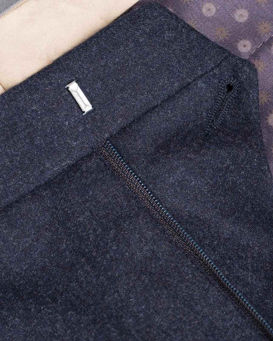 Herre | Bukser | Oscar Jacobson | Dean Turn Up Flanel Trousers Ink Blue 50