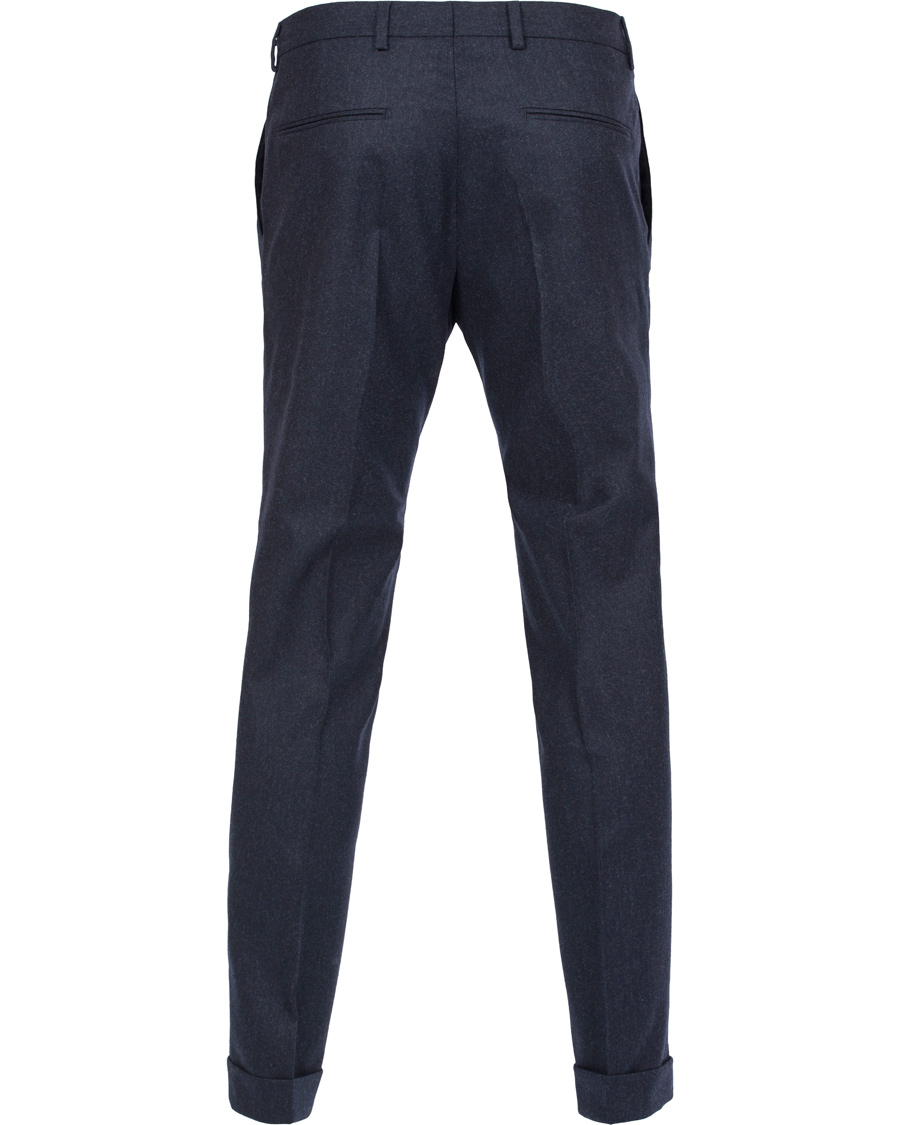 Herre | Bukser | Oscar Jacobson | Dean Turn Up Flanel Trousers Ink Blue 50