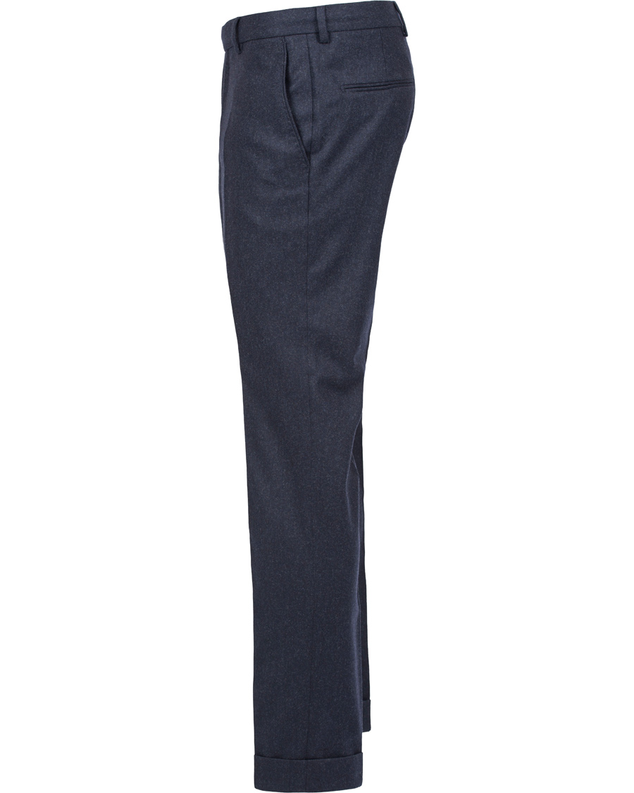 Herre | Bukser | Oscar Jacobson | Dean Turn Up Flanel Trousers Ink Blue 50