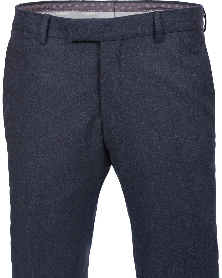 Herre | Bukser | Oscar Jacobson | Dean Turn Up Flanel Trousers Ink Blue 50