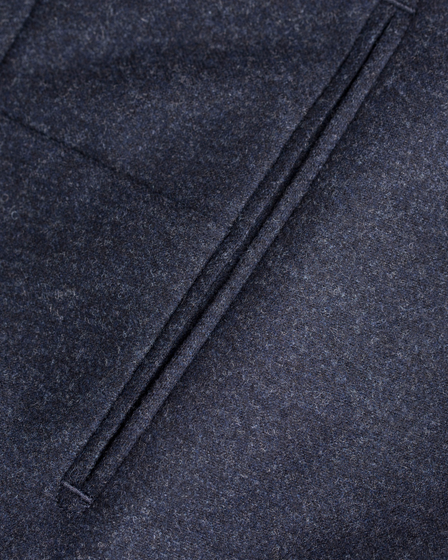 Herre | Bukser | Oscar Jacobson | Dean Turn Up Flanel Trousers Ink Blue 50