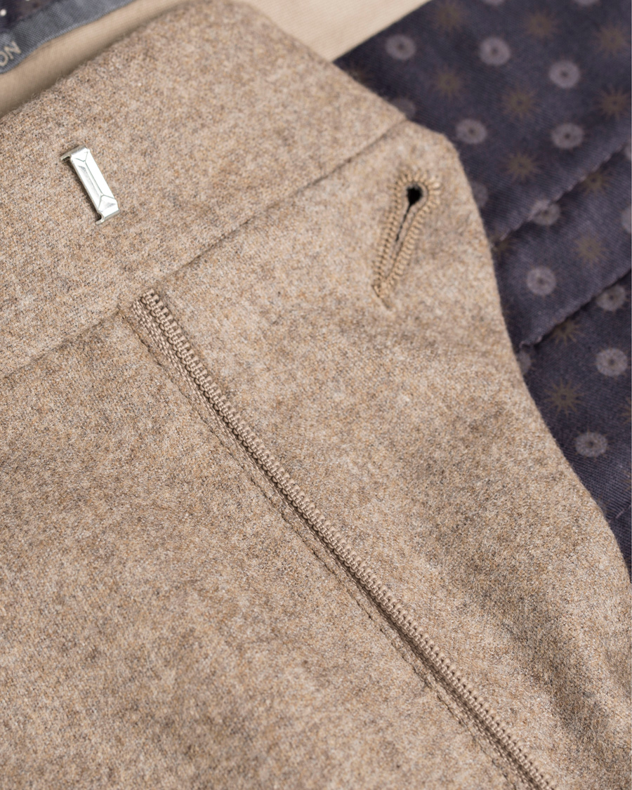 Herre | Bukser | Oscar Jacobson | Dean Turn Up Flanel Trousers Beige