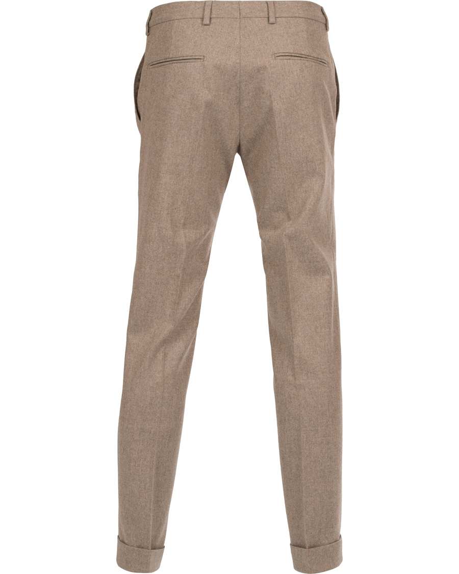 Herre | Bukser | Oscar Jacobson | Dean Turn Up Flanel Trousers Beige