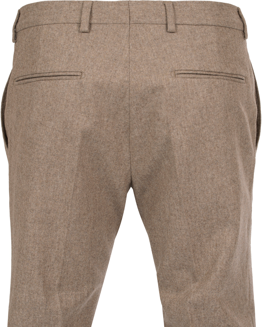Herre | Bukser | Oscar Jacobson | Dean Turn Up Flanel Trousers Beige