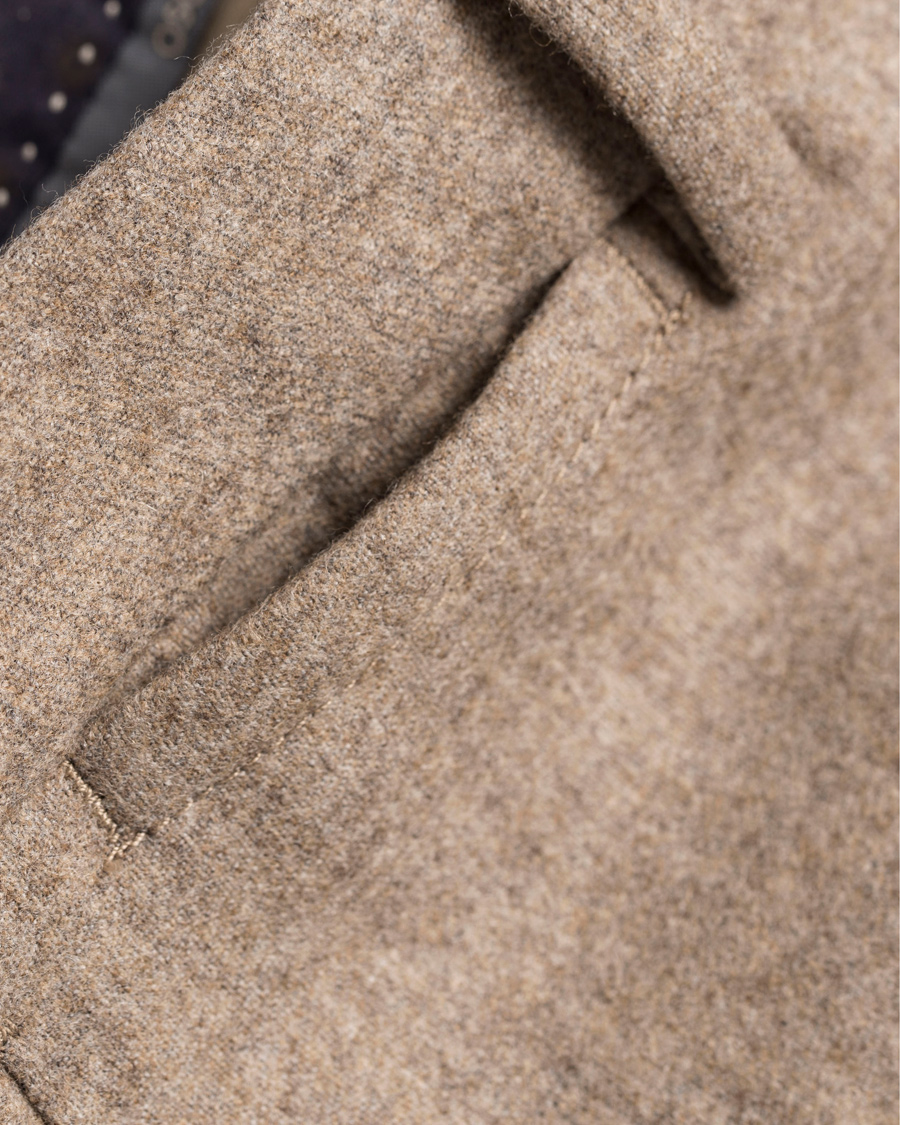 Herre | Bukser | Oscar Jacobson | Dean Turn Up Flanel Trousers Beige