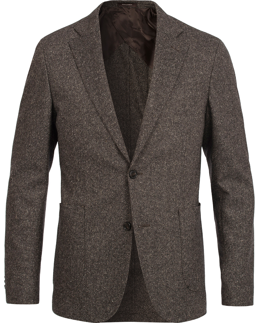 Herre | Dressjakker | Oscar Jacobson | Einar Lambswool Blazer Dark Brown 52