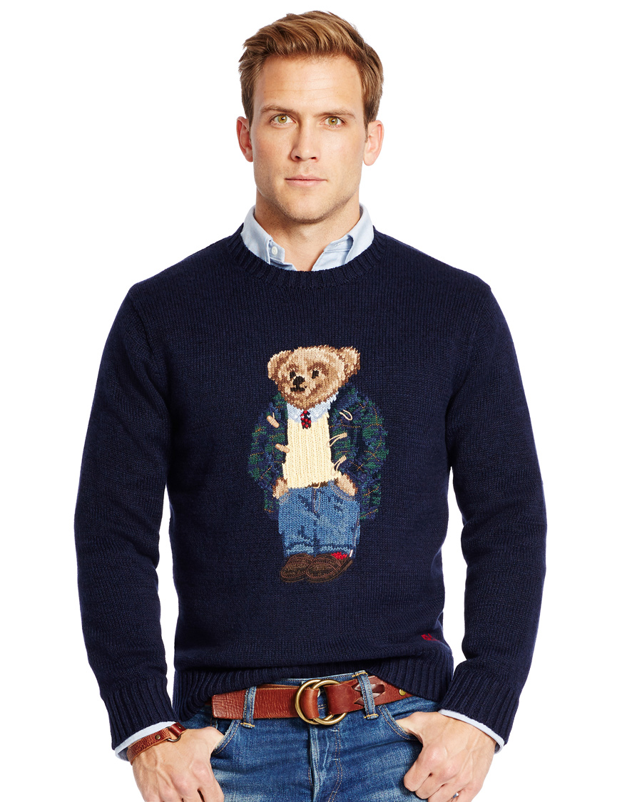 Herre | Gensere | Polo Ralph Lauren | Cotton Knit Bear Sweater Blue