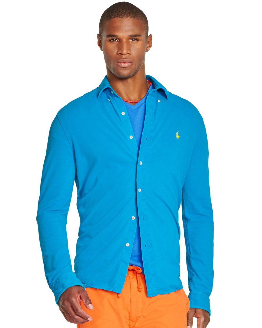 Herre | Skjorter | Polo Ralph Lauren | Featherweight Jersey Shirt Atomic Blue