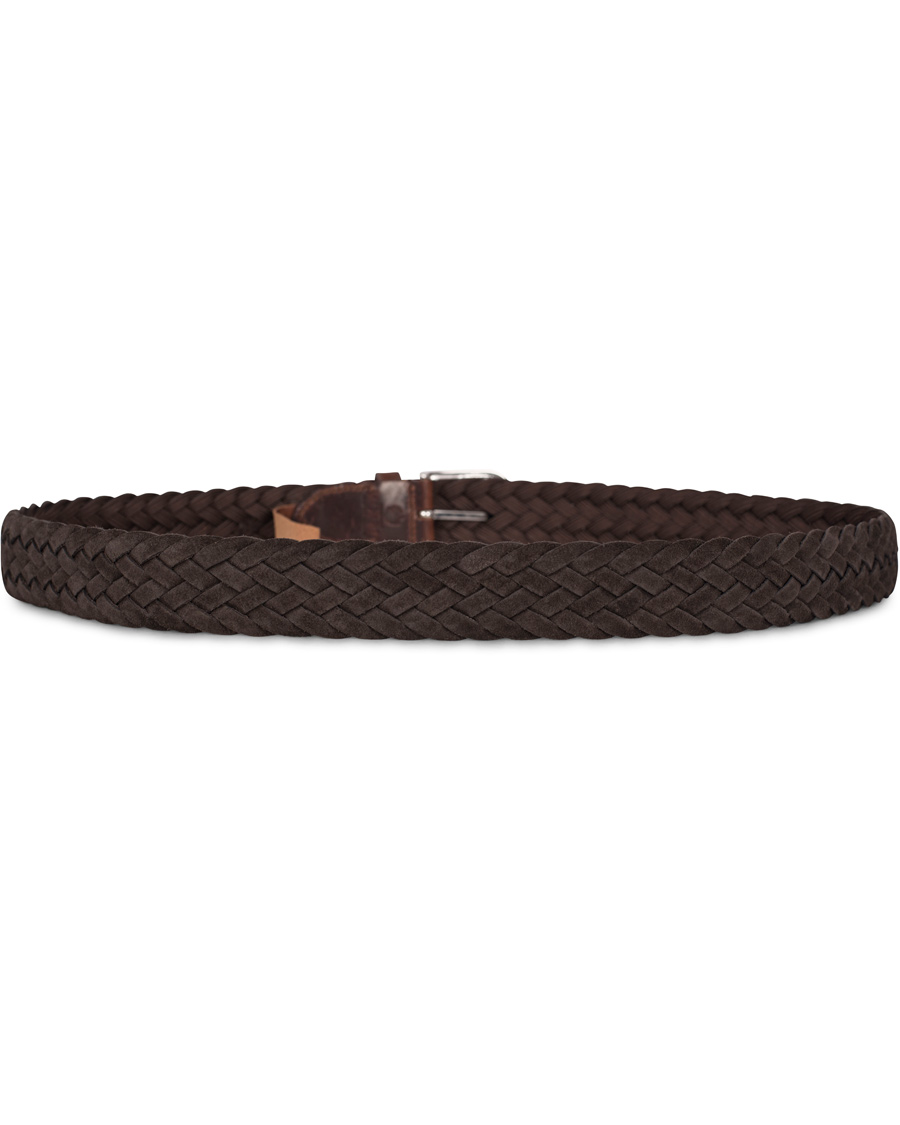 Herre | Morris Heritage Braided Suede 4 cm Belt Dark Brown | Morris Heritage | Braided Suede 4 cm Belt Dark Brown