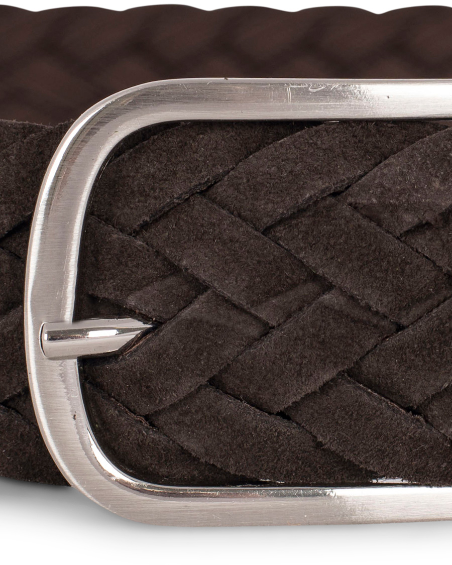 Herre | Morris Heritage Braided Suede 4 cm Belt Dark Brown | Morris Heritage | Braided Suede 4 cm Belt Dark Brown